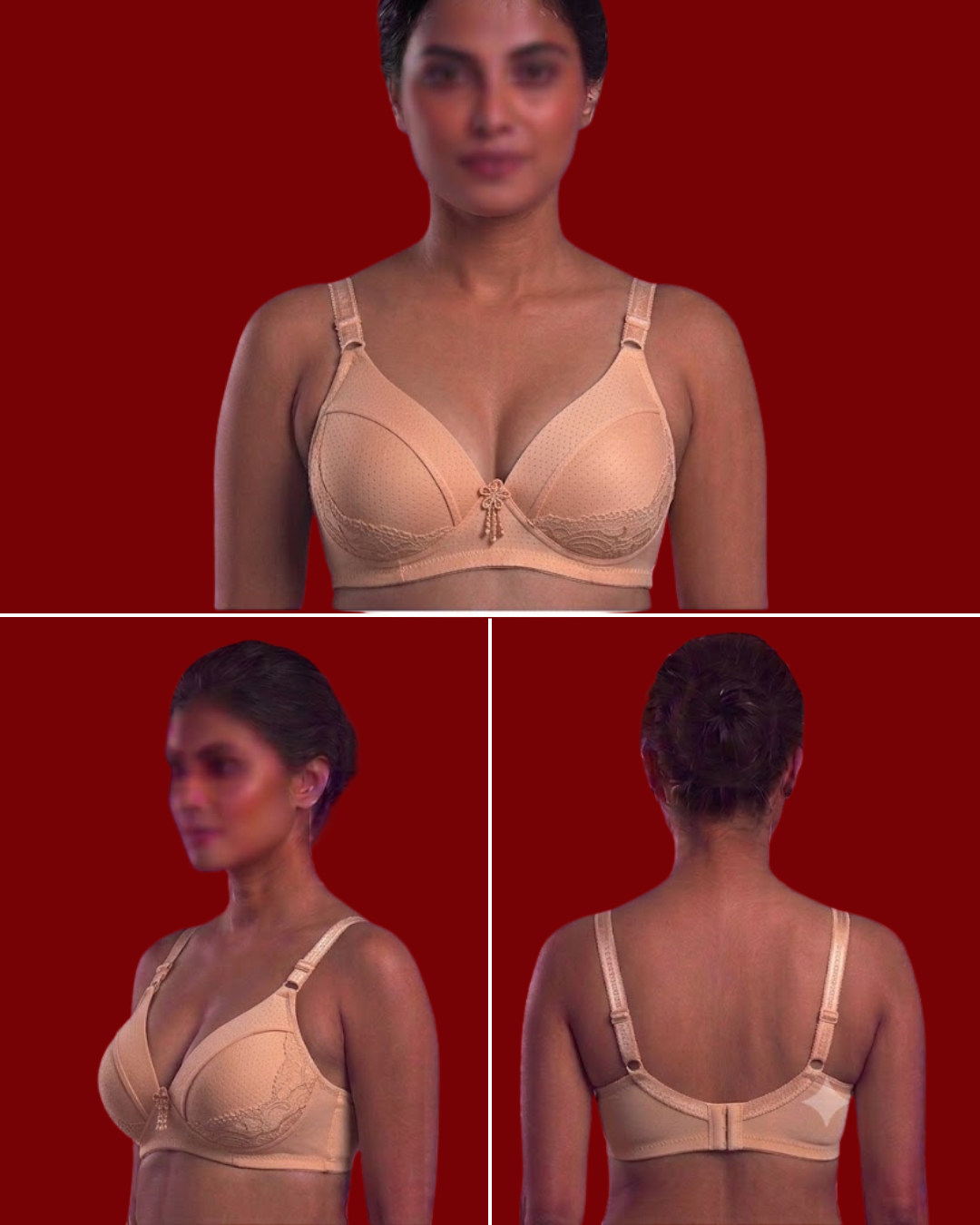 Women's Big Cup Lightly Padded Bra – Lace Trimmed Wire-Free Everyday Support