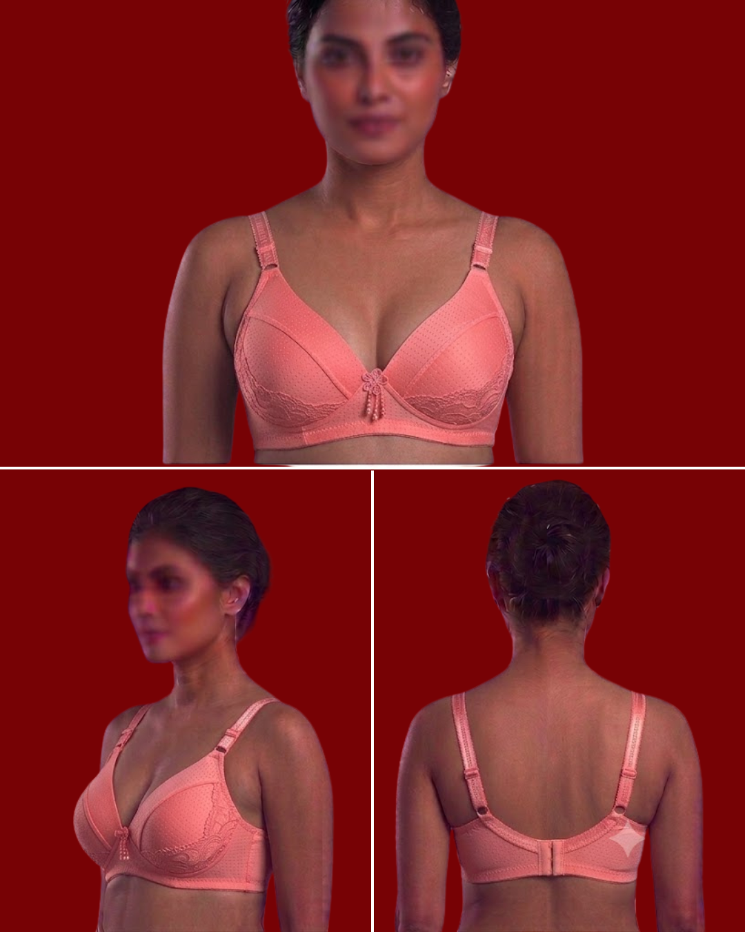Women's Big Cup Lightly Padded Bra – Lace Trimmed Wire-Free Everyday Support