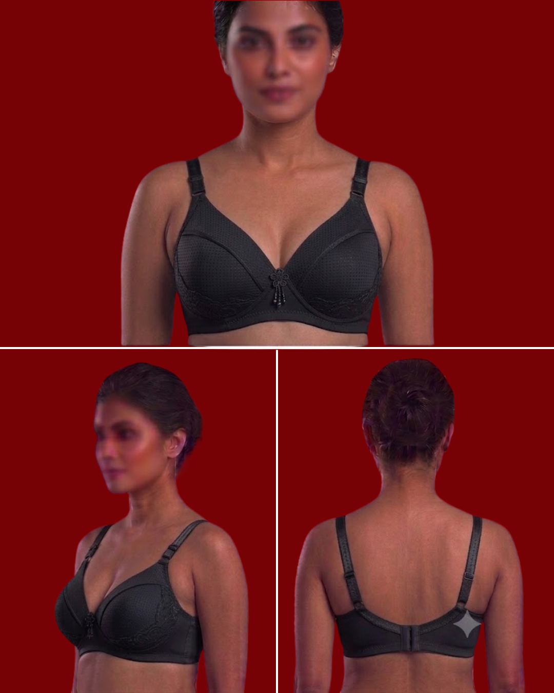 Women's Big Cup Lightly Padded Bra – Lace Trimmed Wire-Free Everyday Support