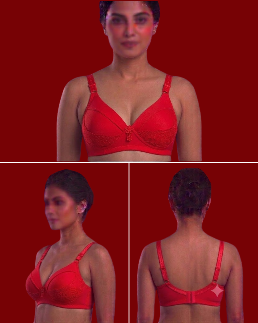 Women's Big Cup Lightly Padded Bra – Lace Trimmed Wire-Free Everyday Support