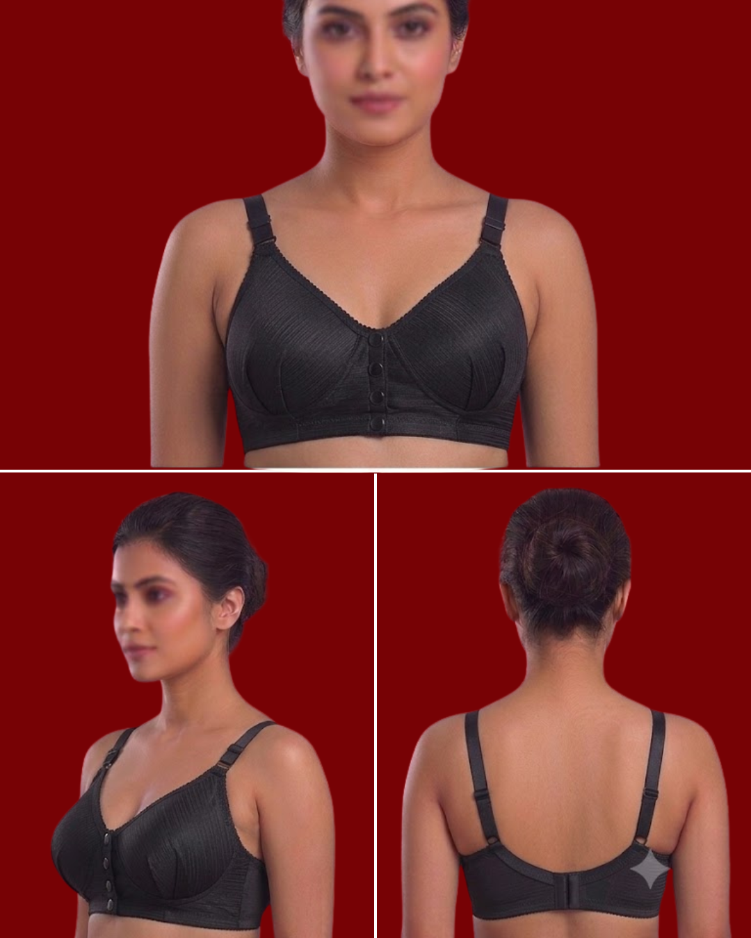 Women's Front Open Button Padded Bra – Seamless Full Coverage Push Up Comfort Support