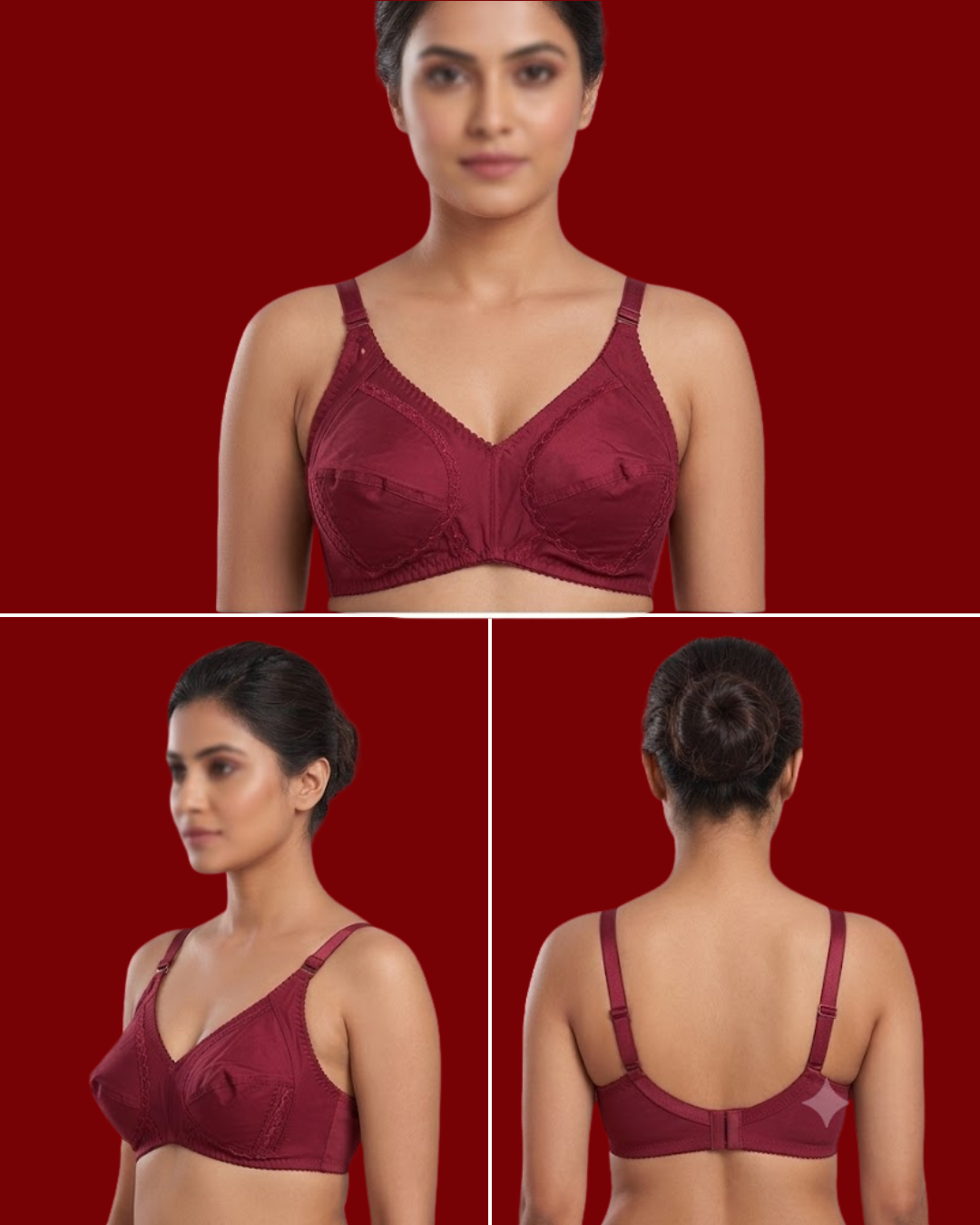 White Mesh Panel Cotton Bra – Full Coverage Non-Padded Everyday Support