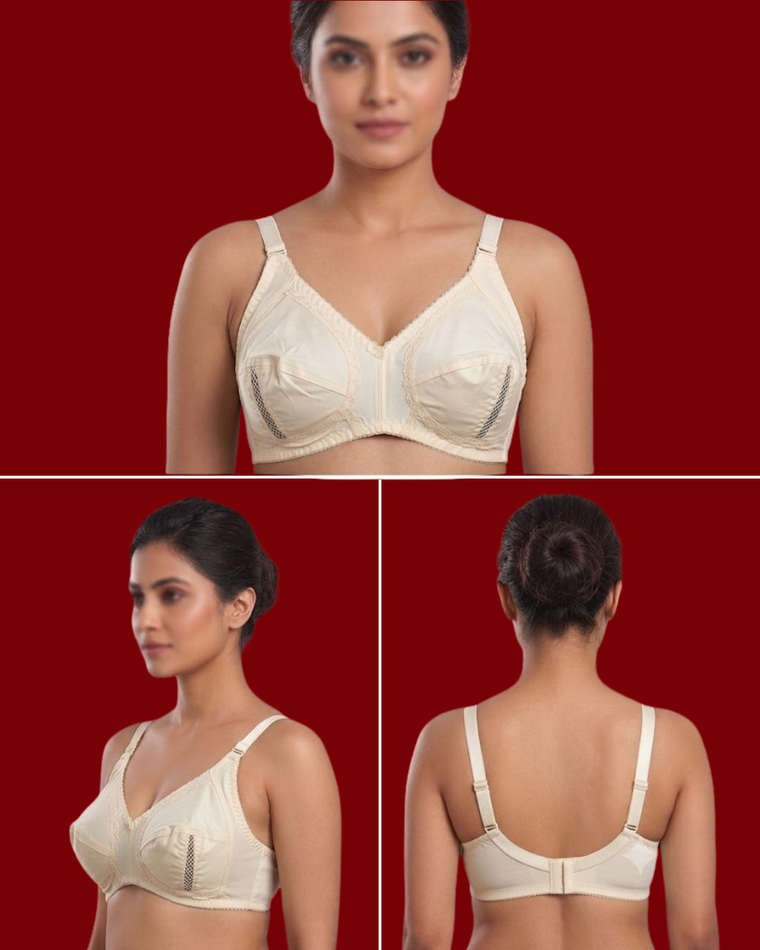 White Mesh Panel Cotton Bra – Full Coverage Non-Padded Everyday Support