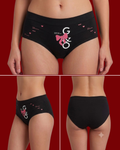 Women's Printed Cotton Briefs – Cute Ribbon & Bow Graphic Mid-Rise Panties