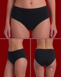 Women's Plain Black Cotton Briefs – Mid-Rise Breathable Everyday Underwear